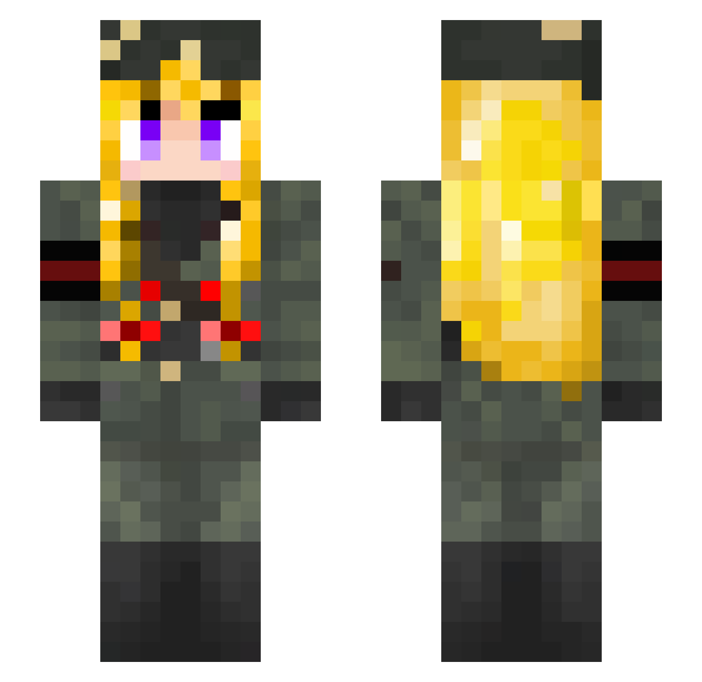 tanzel Minecraft skin, front and back view