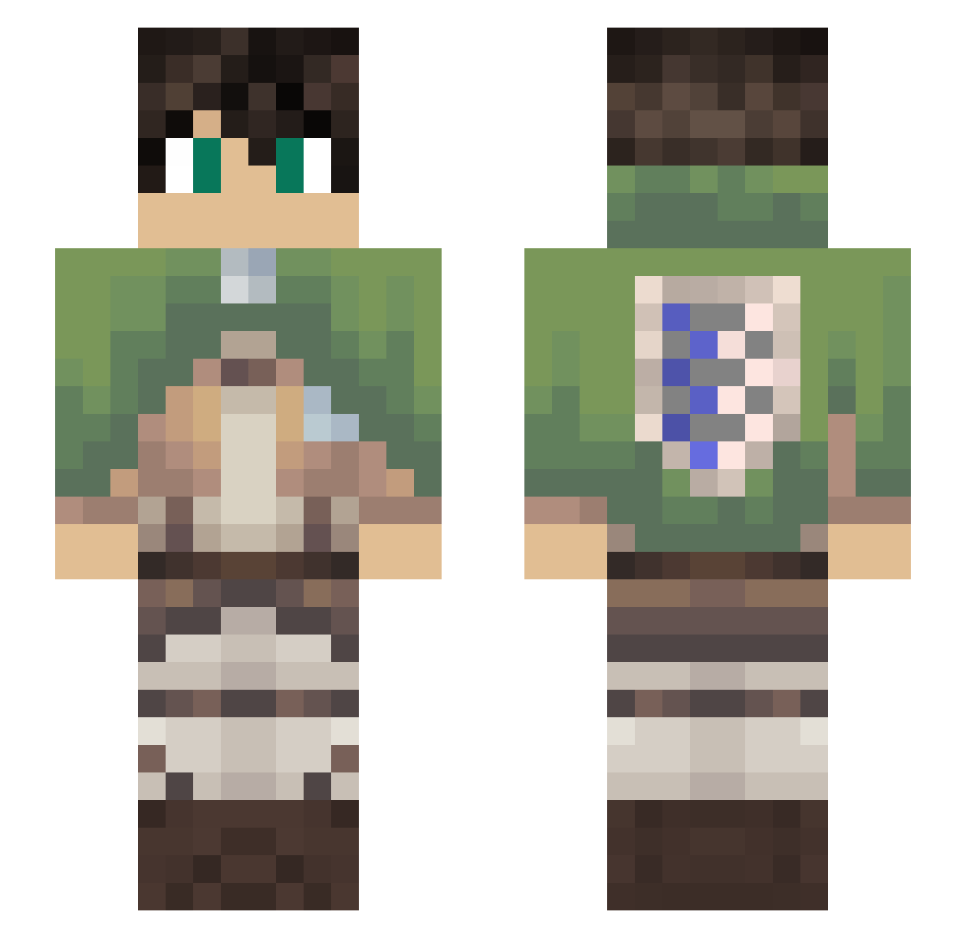 Kenpachi_Yeager Minecraft skin, front and back view