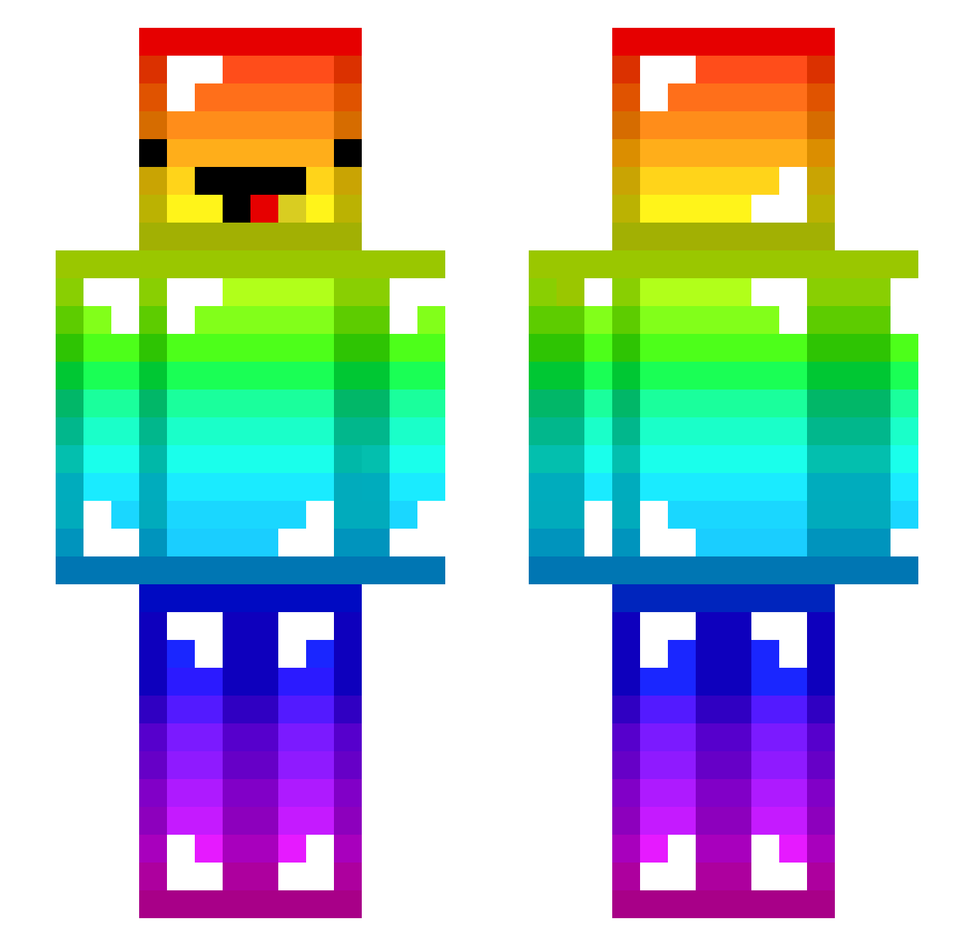 tpblock Minecraft skin, front and back view