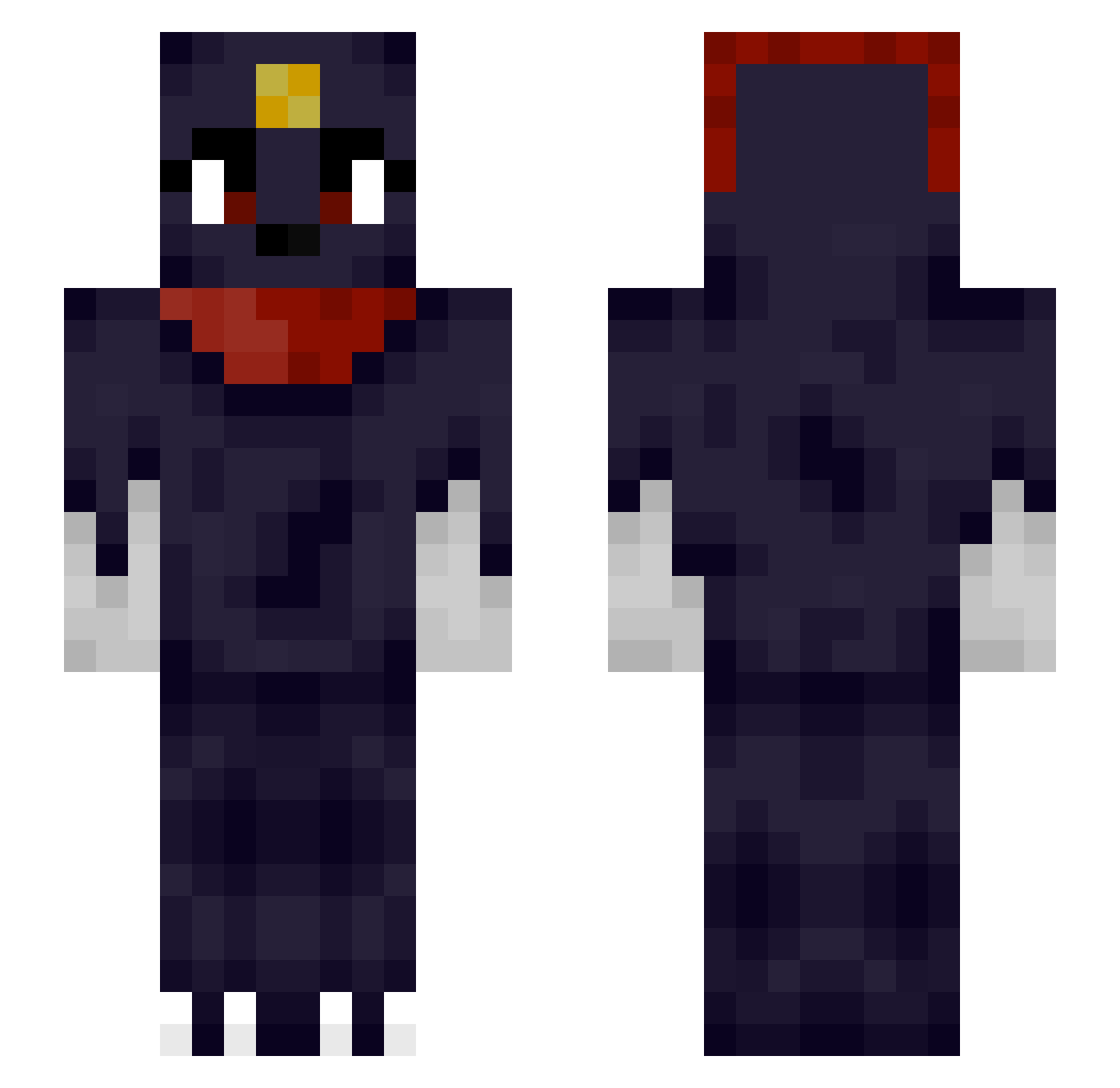 Zarlath16 Minecraft skin, front and back view