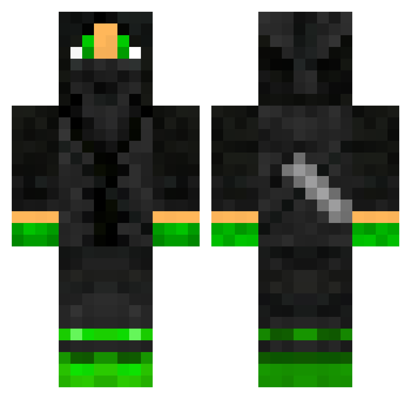 WorldDisaster Minecraft skin, front and back view