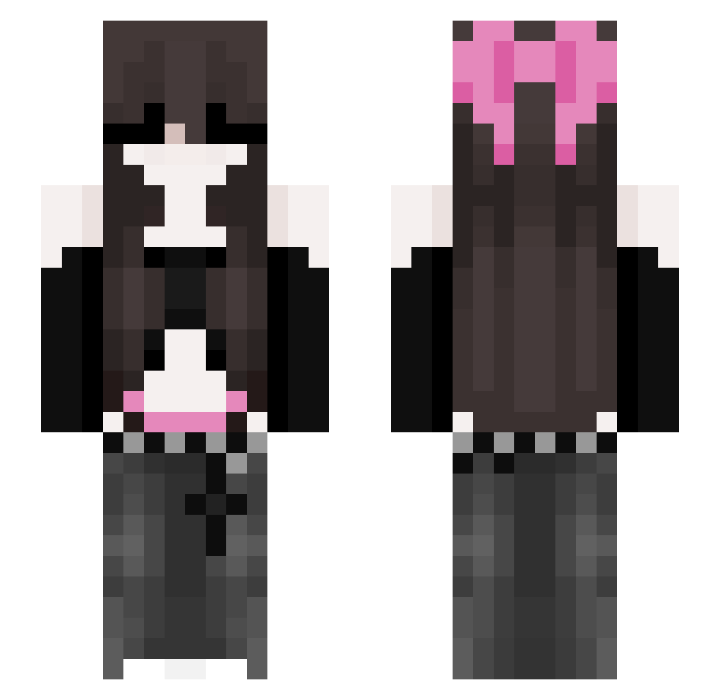 violantion Minecraft skin, front and back view