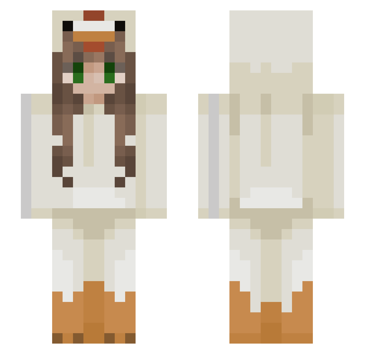 Thumex Minecraft skin, front and back view