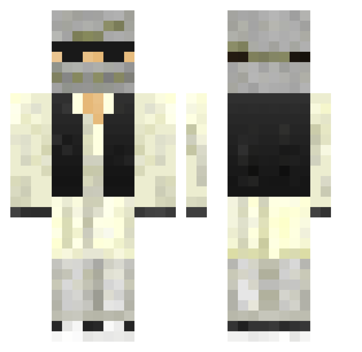 Hypermeran Minecraft skin, front and back view