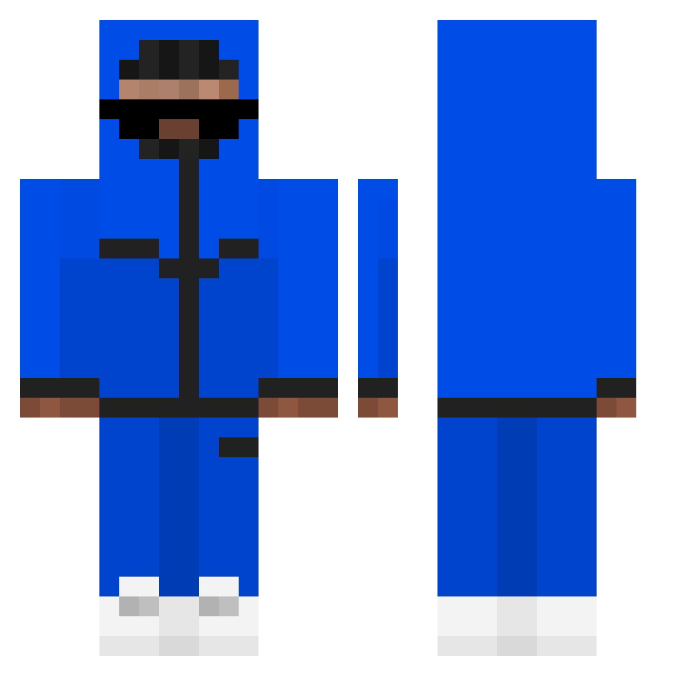 Estefett Minecraft skin, front and back view