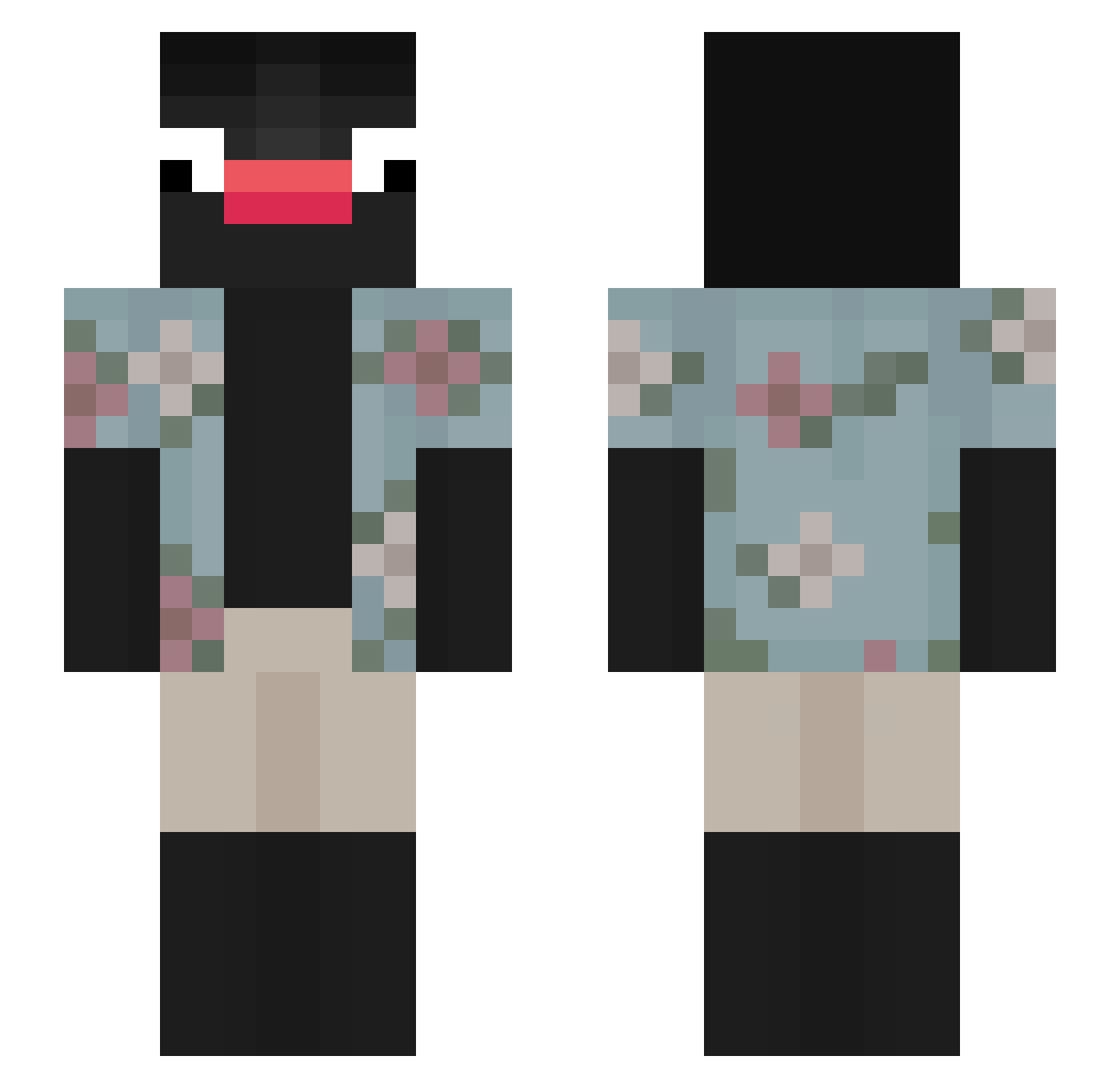 Teskuba Minecraft skin, front and back view