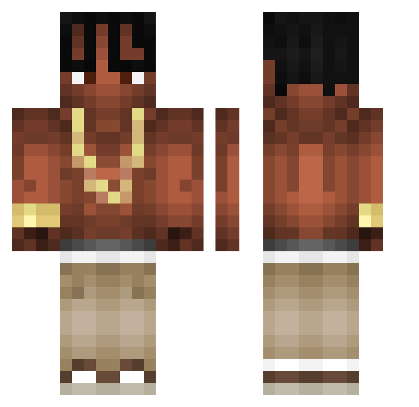 PanaTurbo Minecraft skin, front and back view