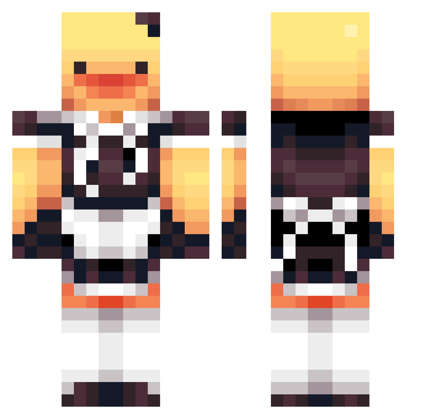 ThicOwl Minecraft skin, front and back view