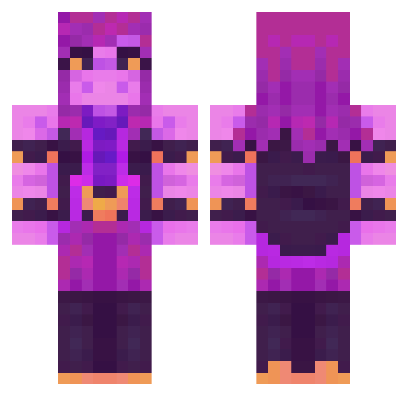 QueenFluffybuns Minecraft skin, front and back view