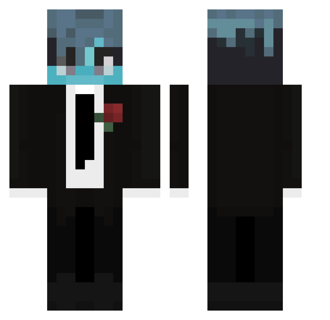 xQ_vex Minecraft skin, front and back view