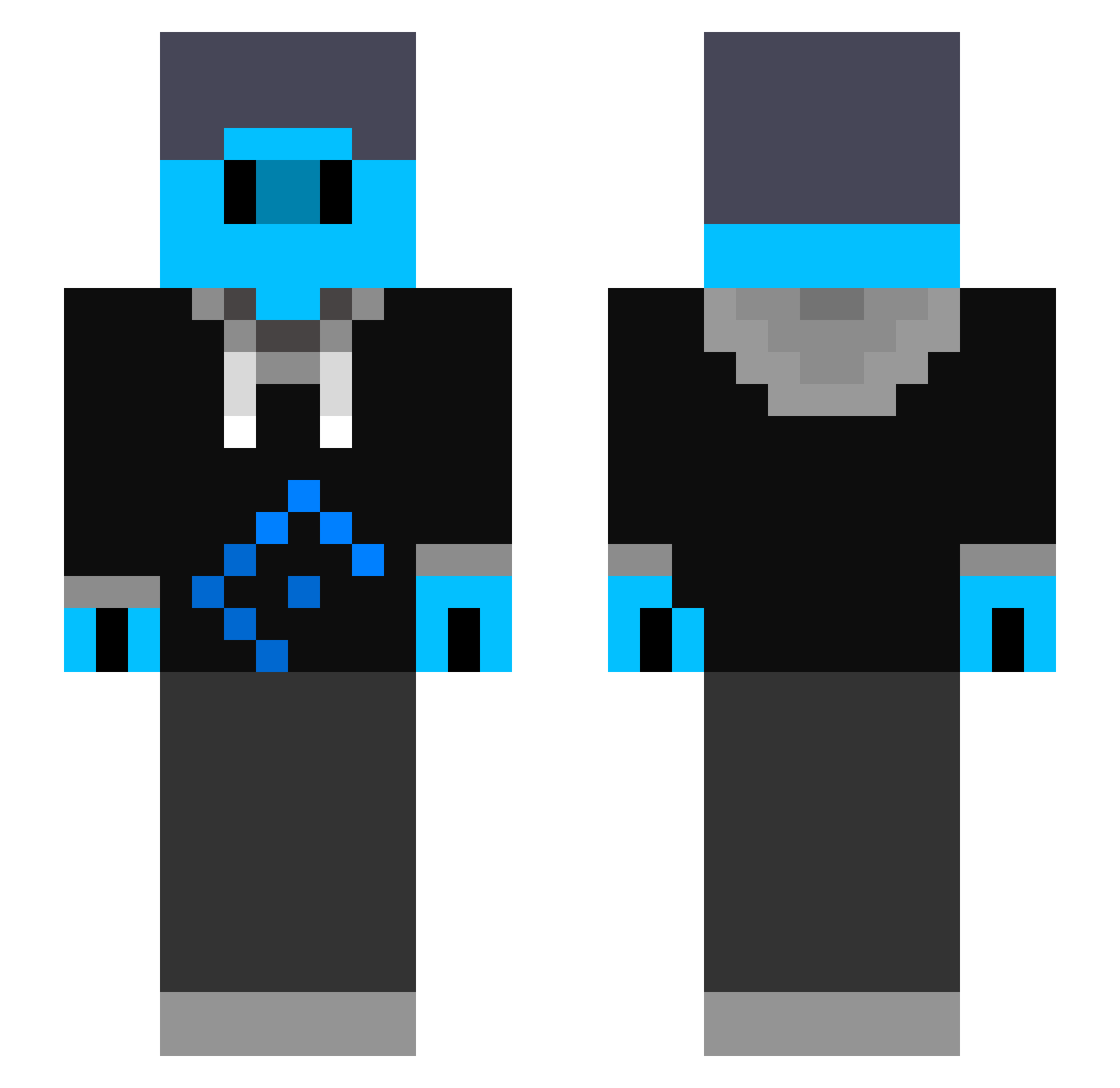 TU11 Minecraft skin, front and back view
