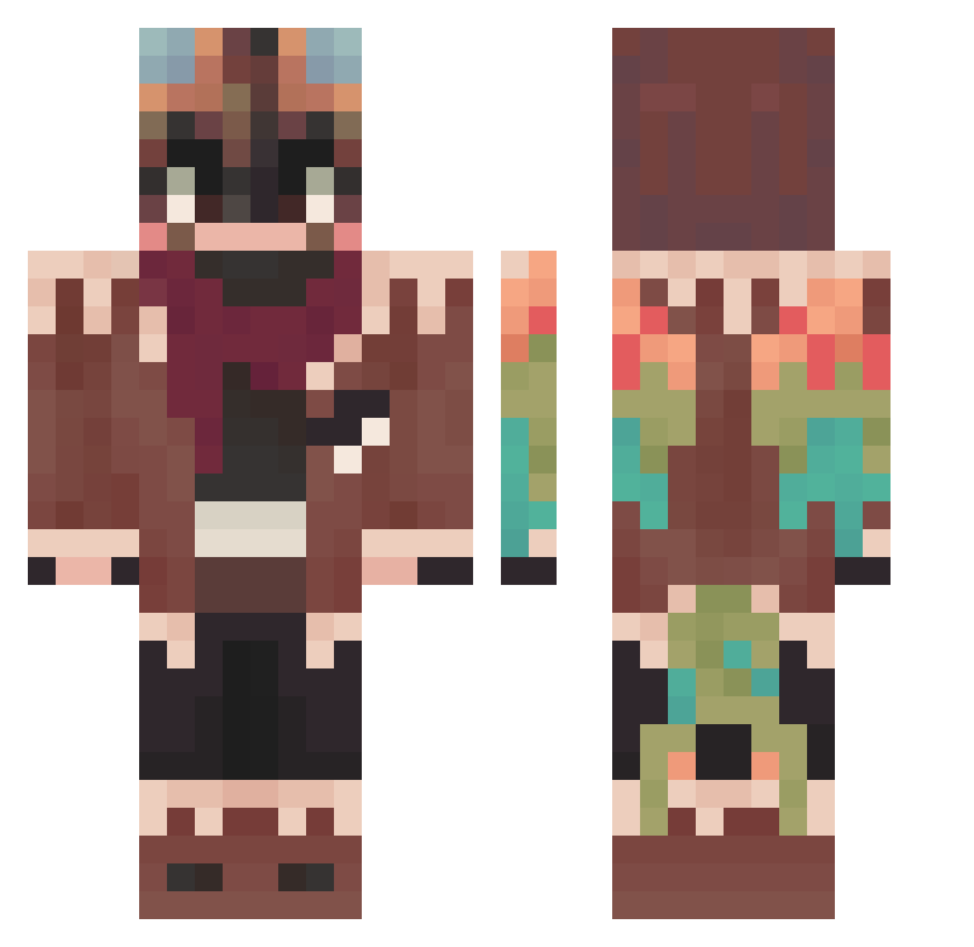 Vaneestors Minecraft skin, front and back view