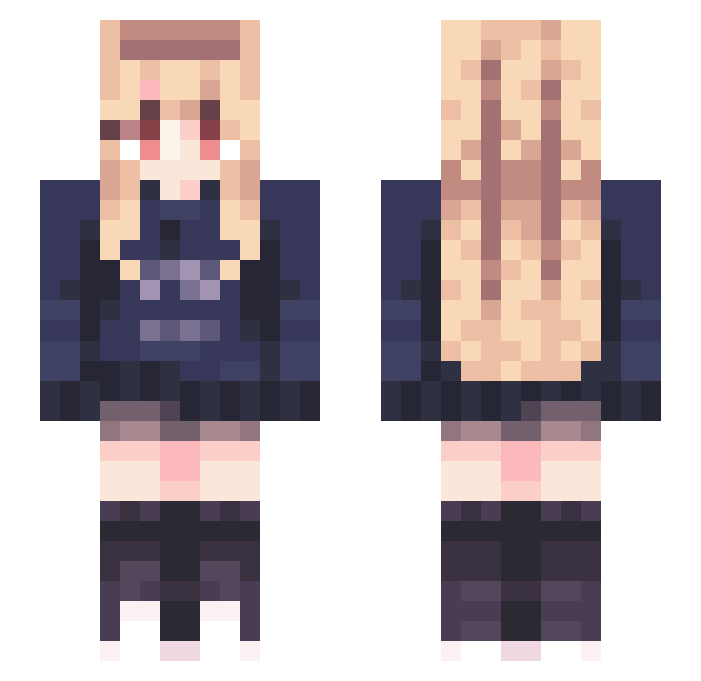 Rebarbative Minecraft skin, front and back view