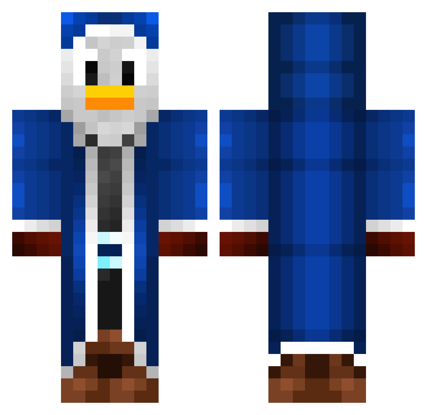 meoe Minecraft skin, front and back view