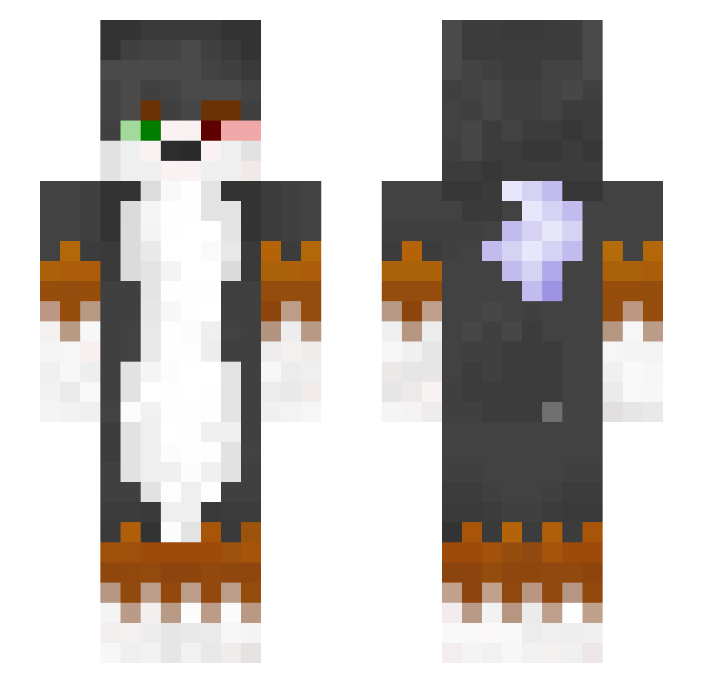 InvestorB Minecraft skin, front and back view