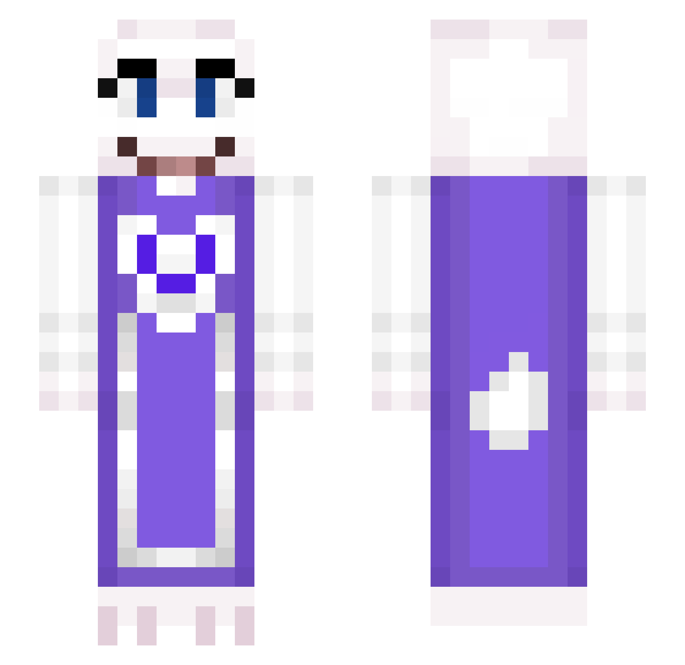 A2Toriel Minecraft skin, front and back view