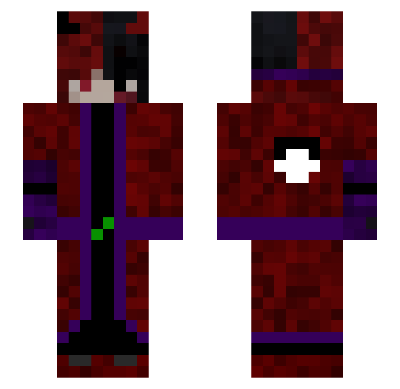 xxredhoodyt Minecraft skin, front and back view
