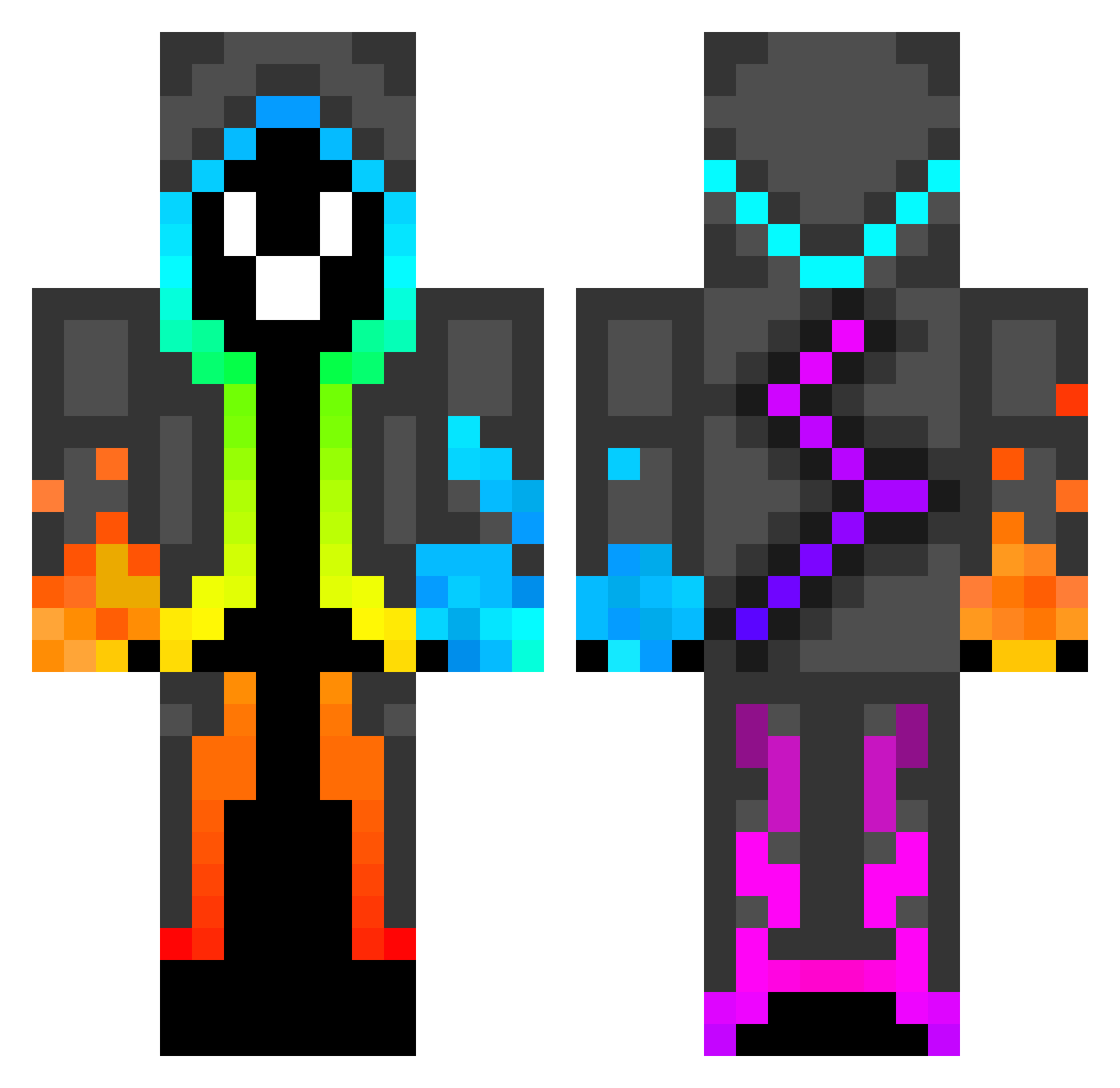 Fuertey Minecraft skin, front and back view