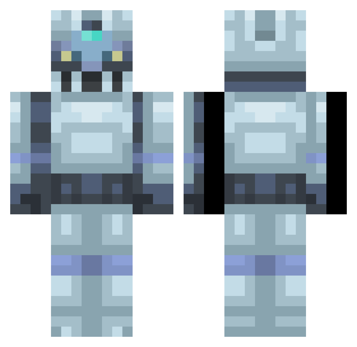 NoiceBOBS Minecraft skin, front and back view