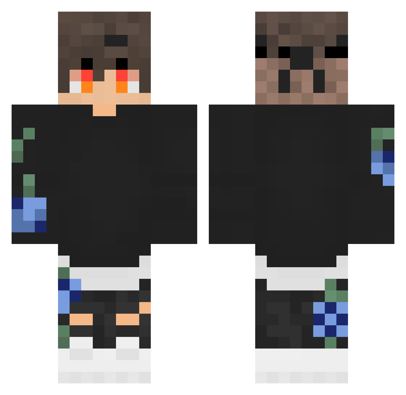 EmoMaker Minecraft skin, front and back view