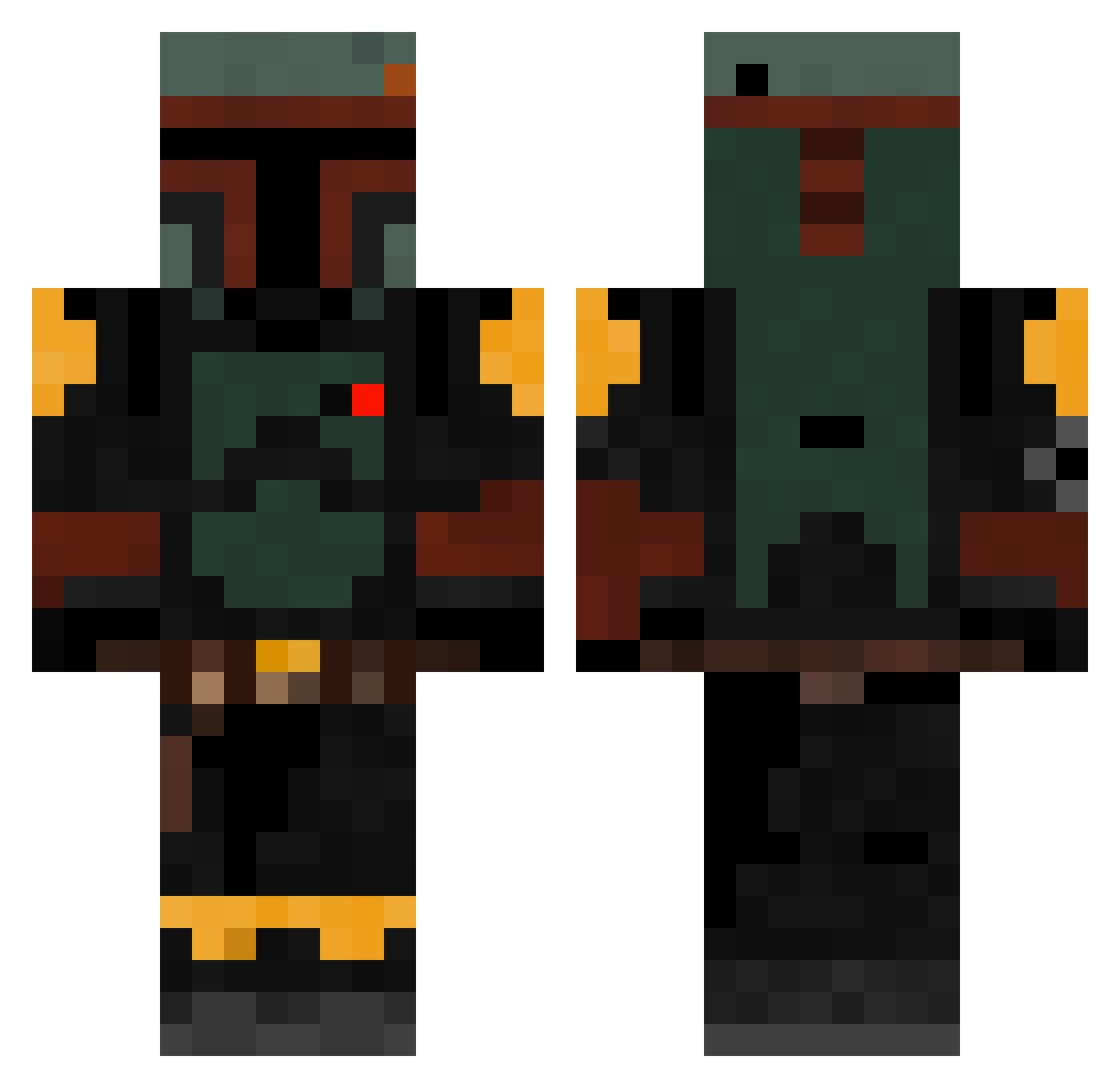 Nerdix Minecraft skin, front and back view