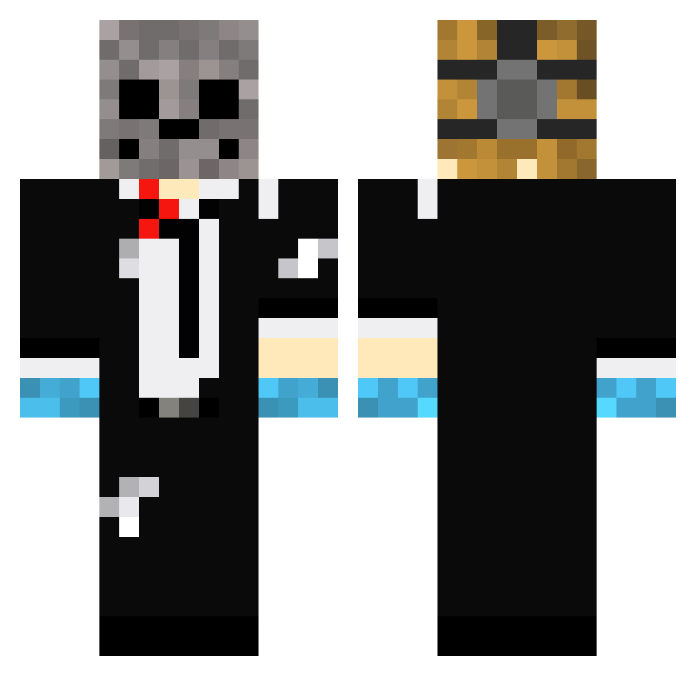 FloppyHatchet Minecraft skin, front and back view
