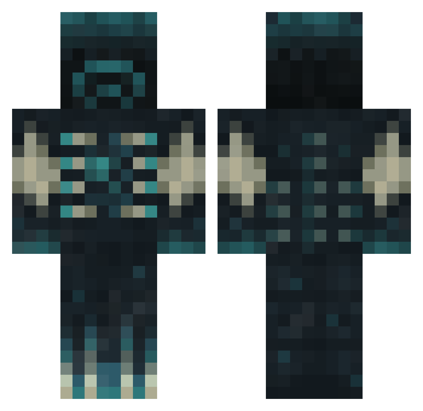 NoodlePierce Minecraft skin, front and back view