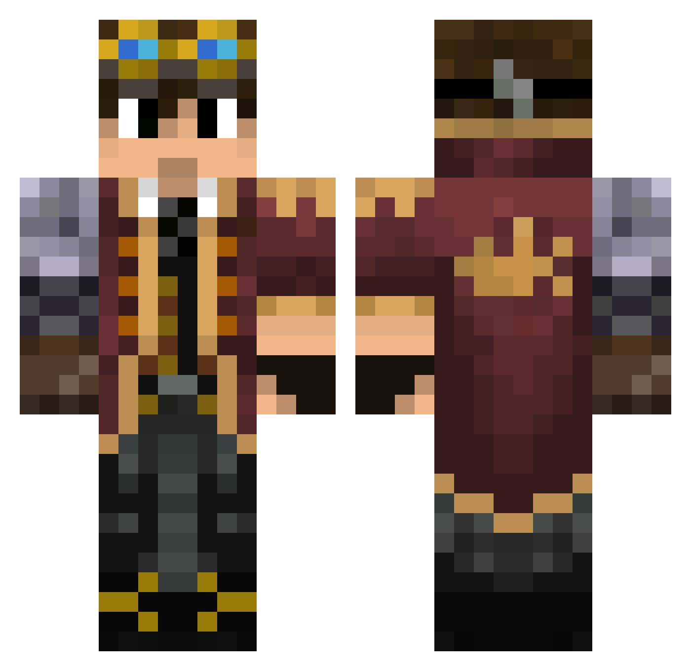 xirno Minecraft skin, front and back view