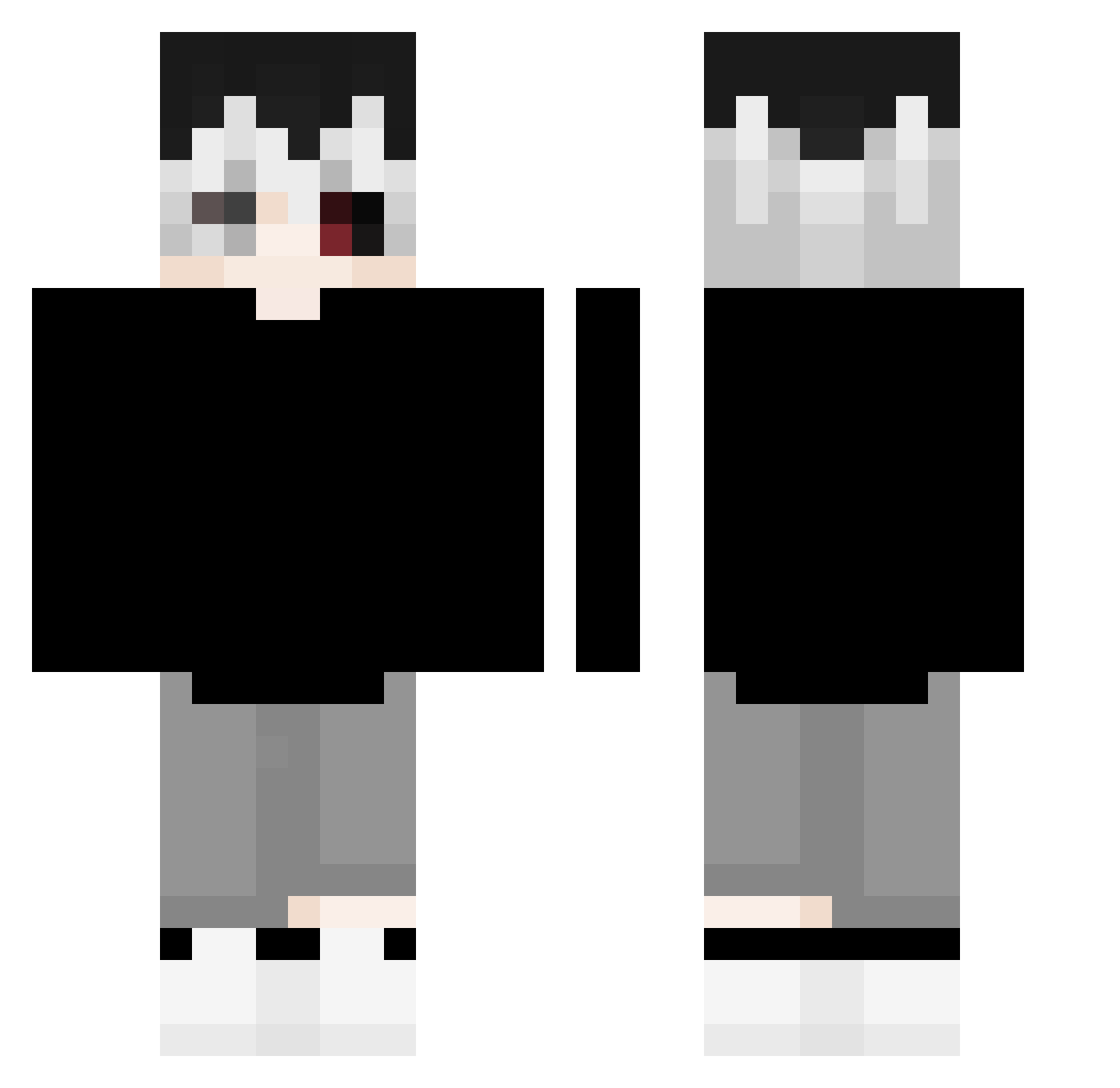zBlacc Minecraft skin, front and back view