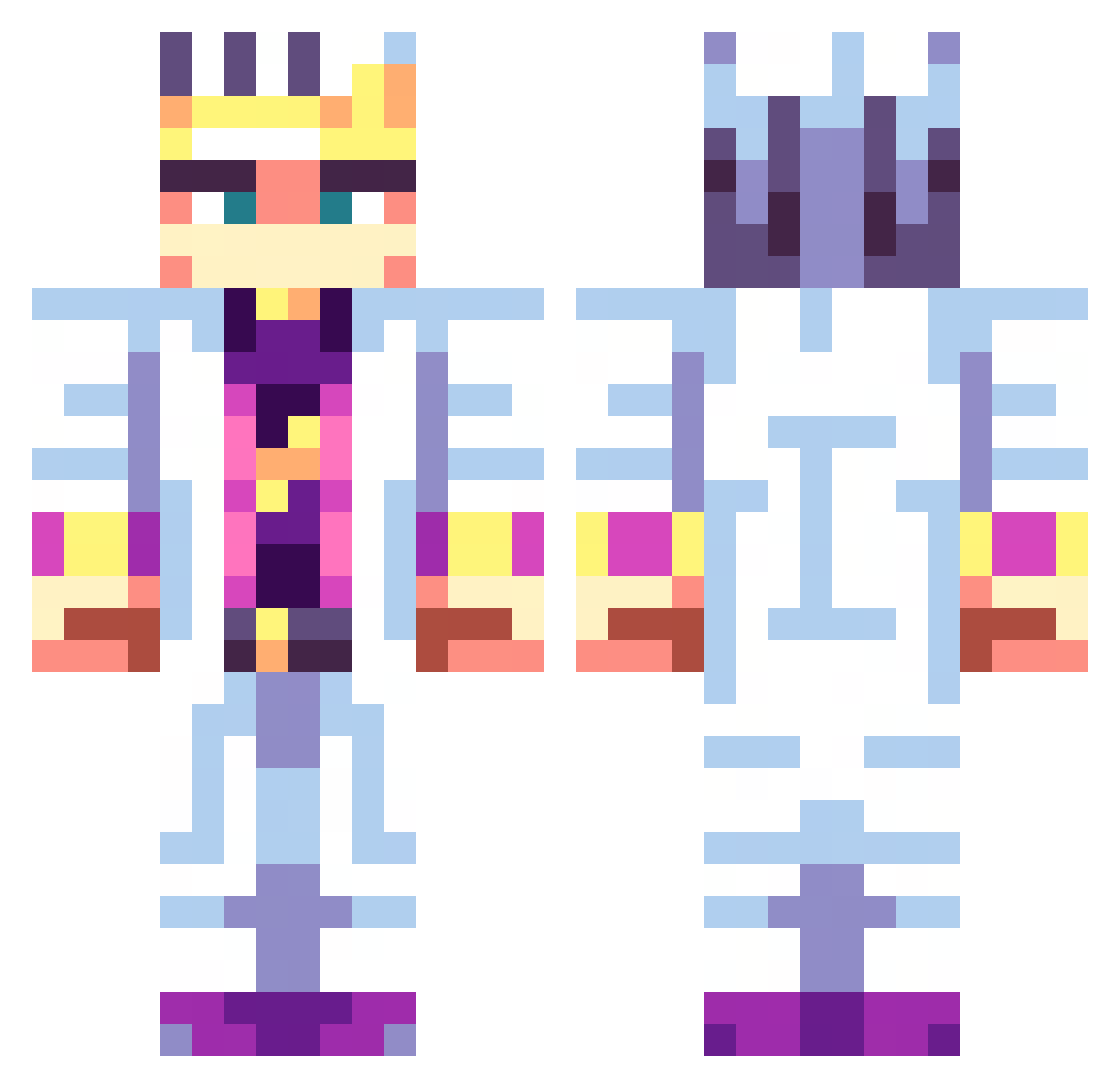 etil2jz Minecraft skin, front and back view