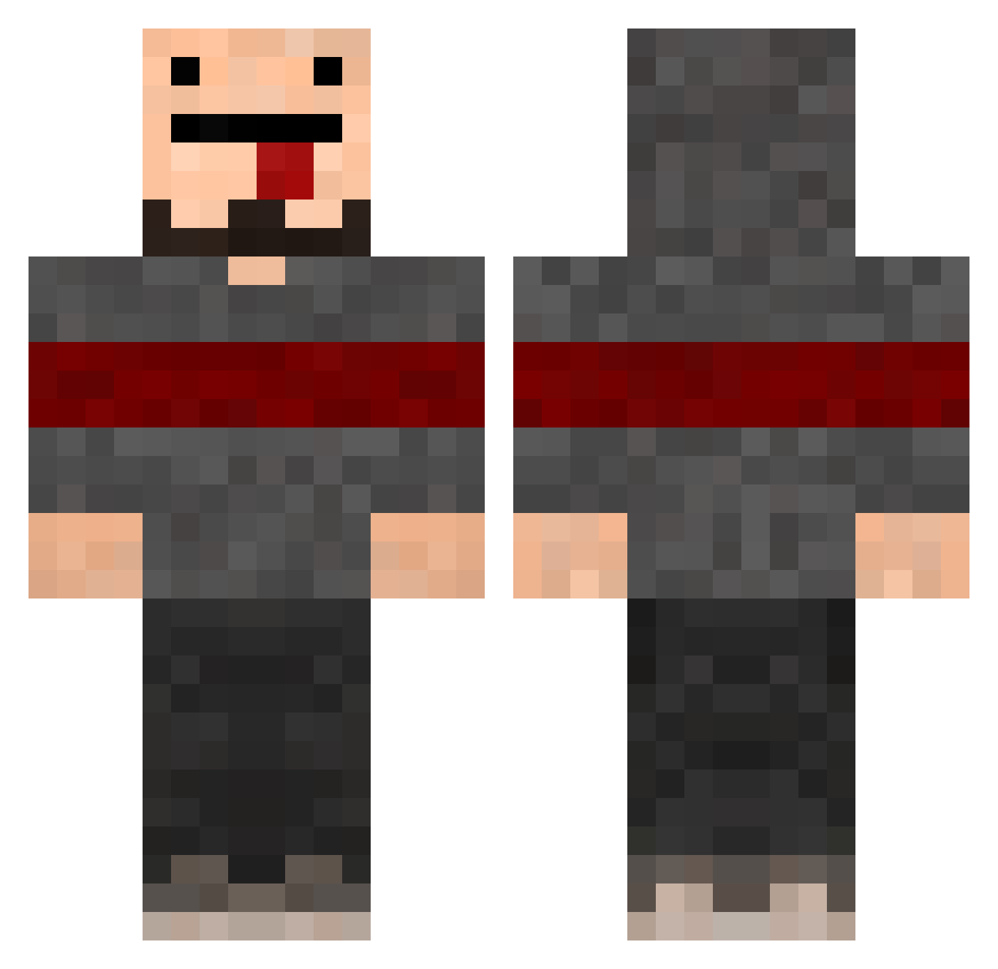 Mongrel Minecraft skin, front and back view