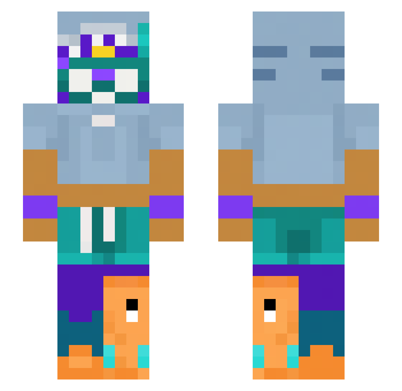 Alifarce Minecraft skin, front and back view