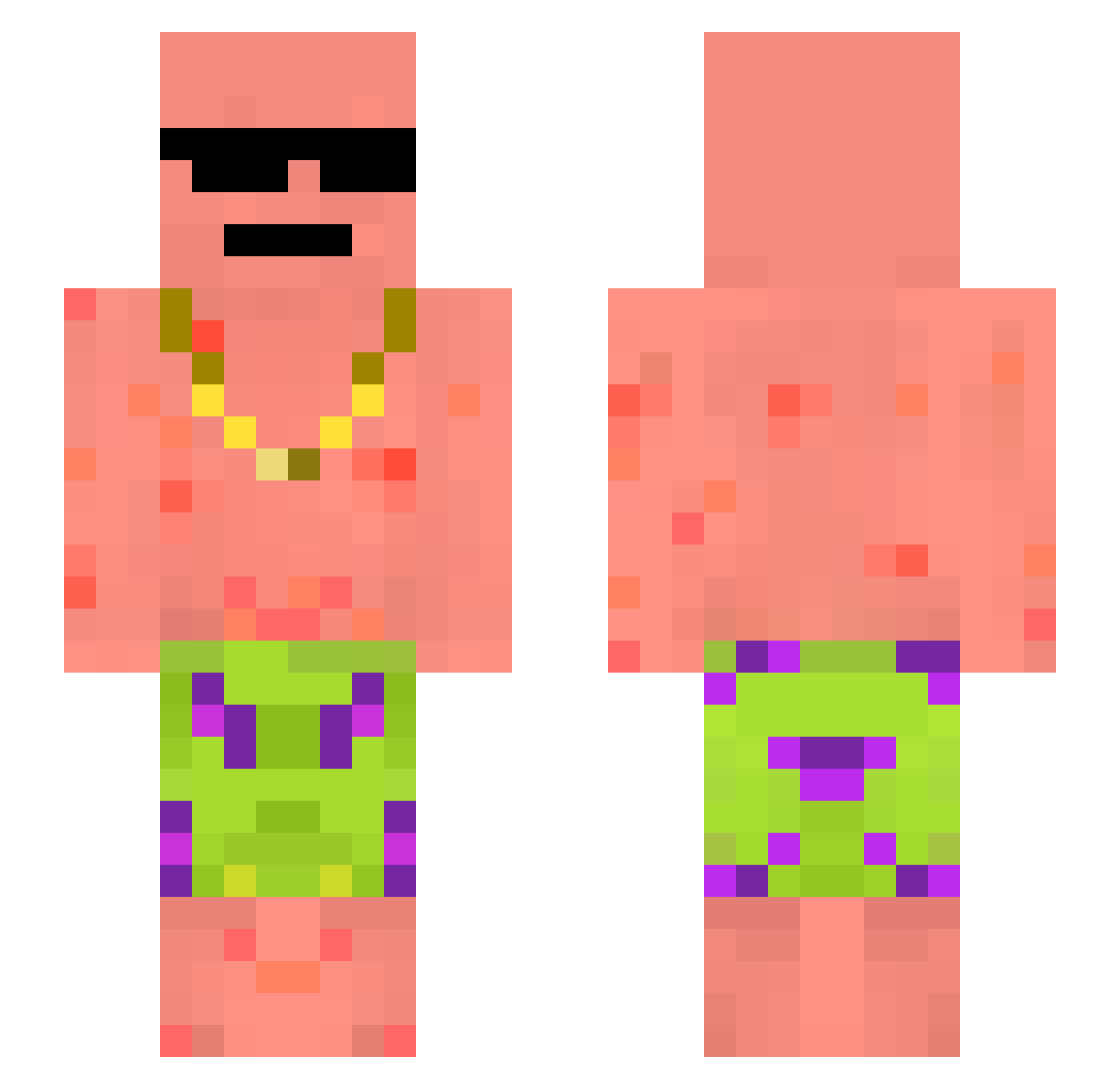 CompAsaf Minecraft skin, front and back view