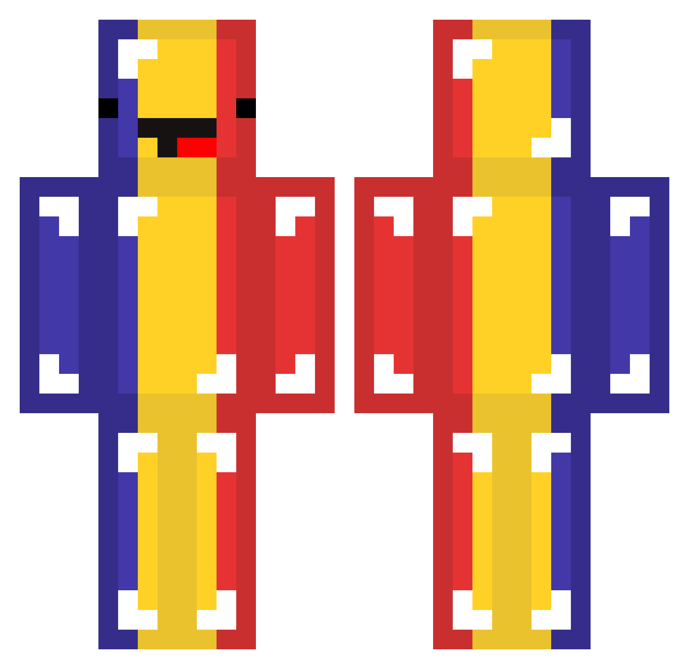 Hex110 Minecraft skin, front and back view