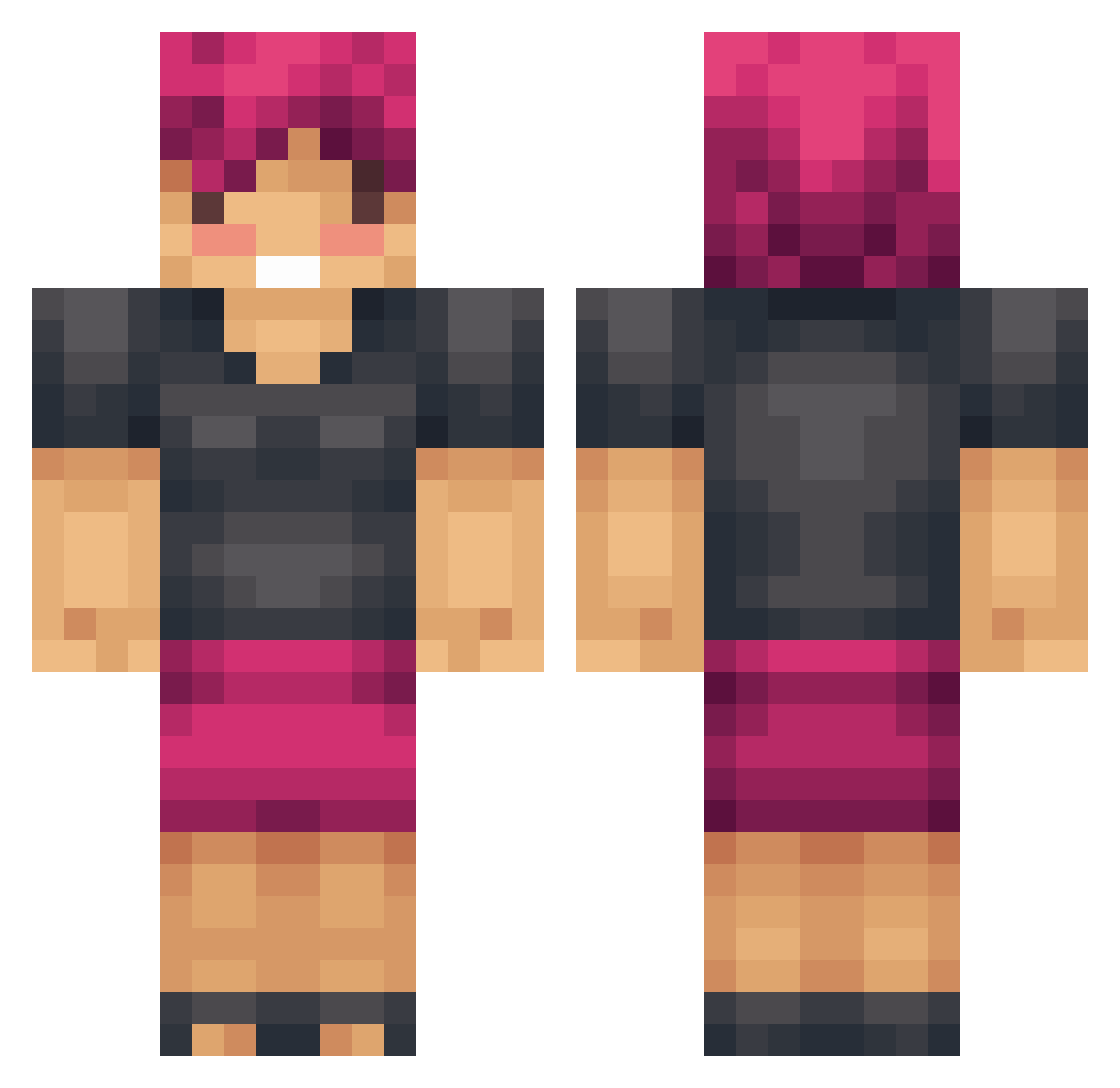 Secno Minecraft skin, front and back view