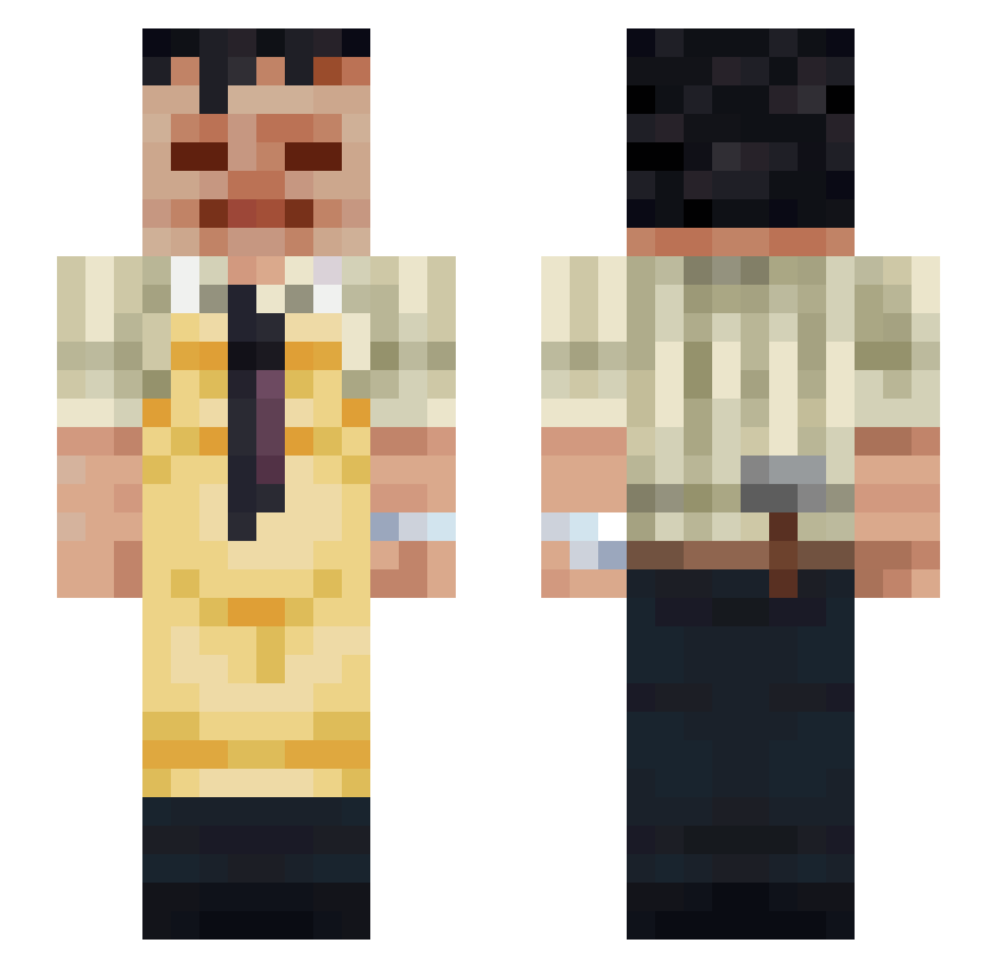 NoaRFG Minecraft skin, front and back view