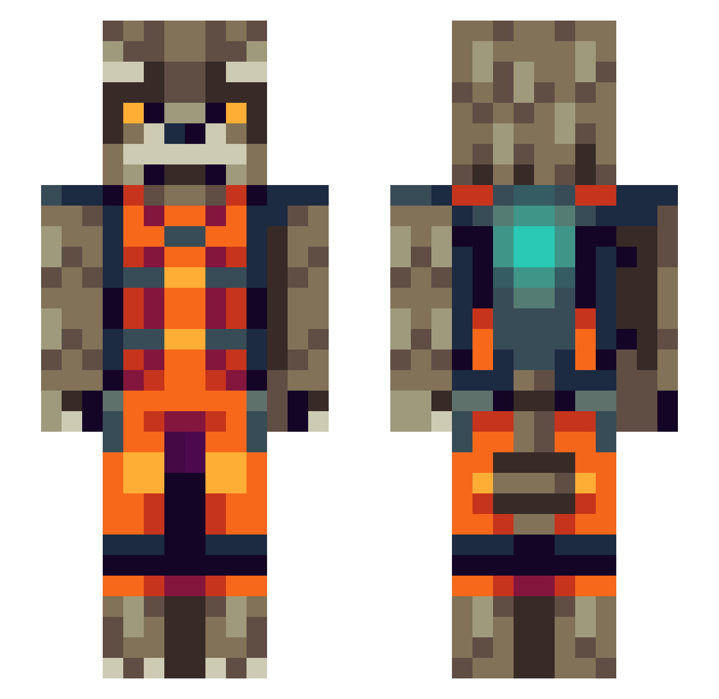 tinypool Minecraft skin, front and back view