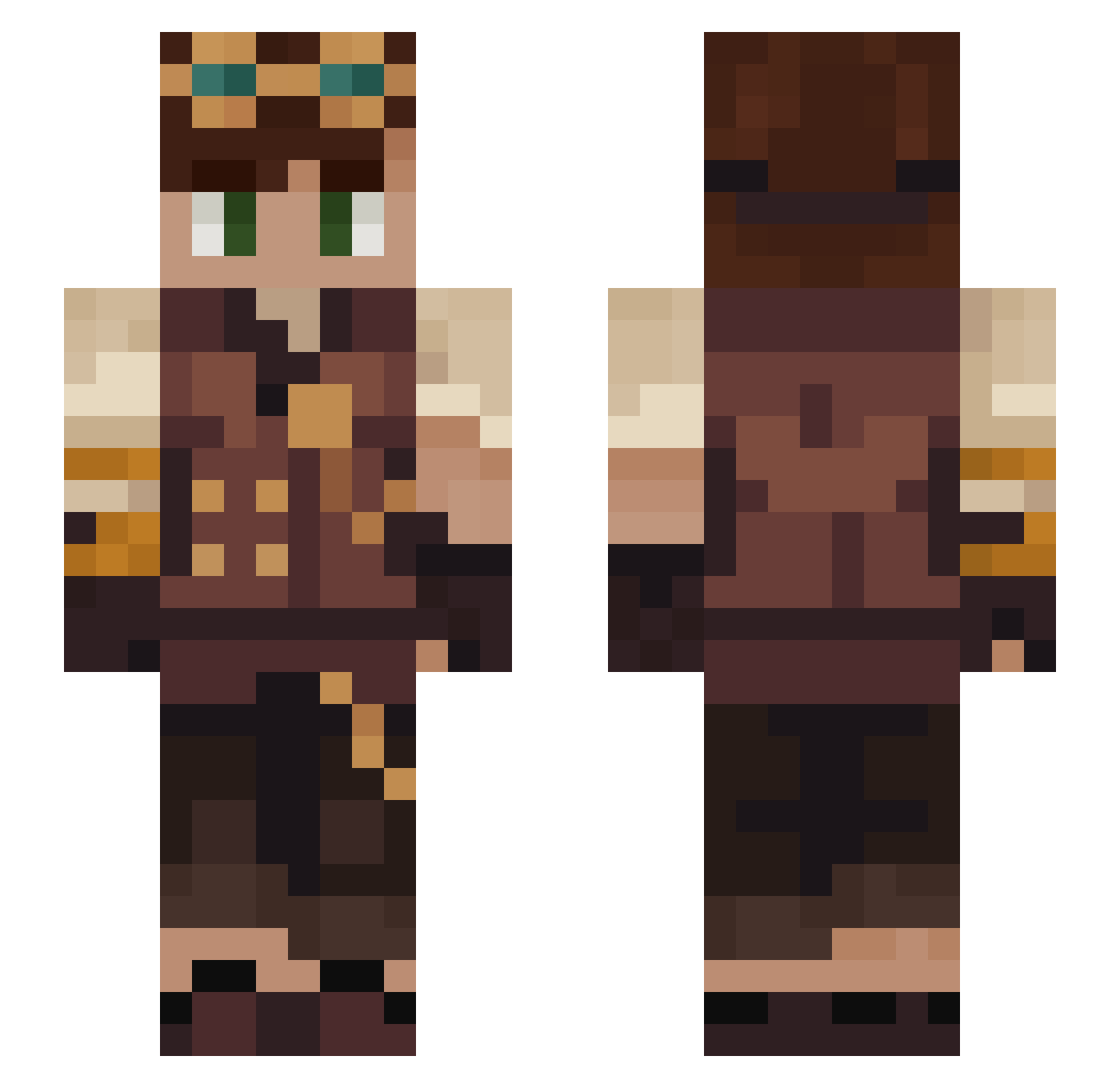 CreeperJaxx Minecraft skin, front and back view