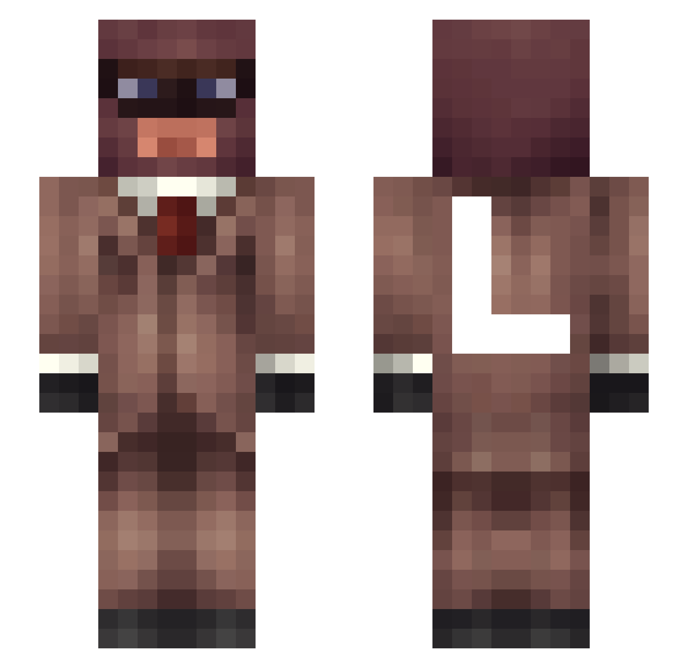 Vintage80 Minecraft skin, front and back view