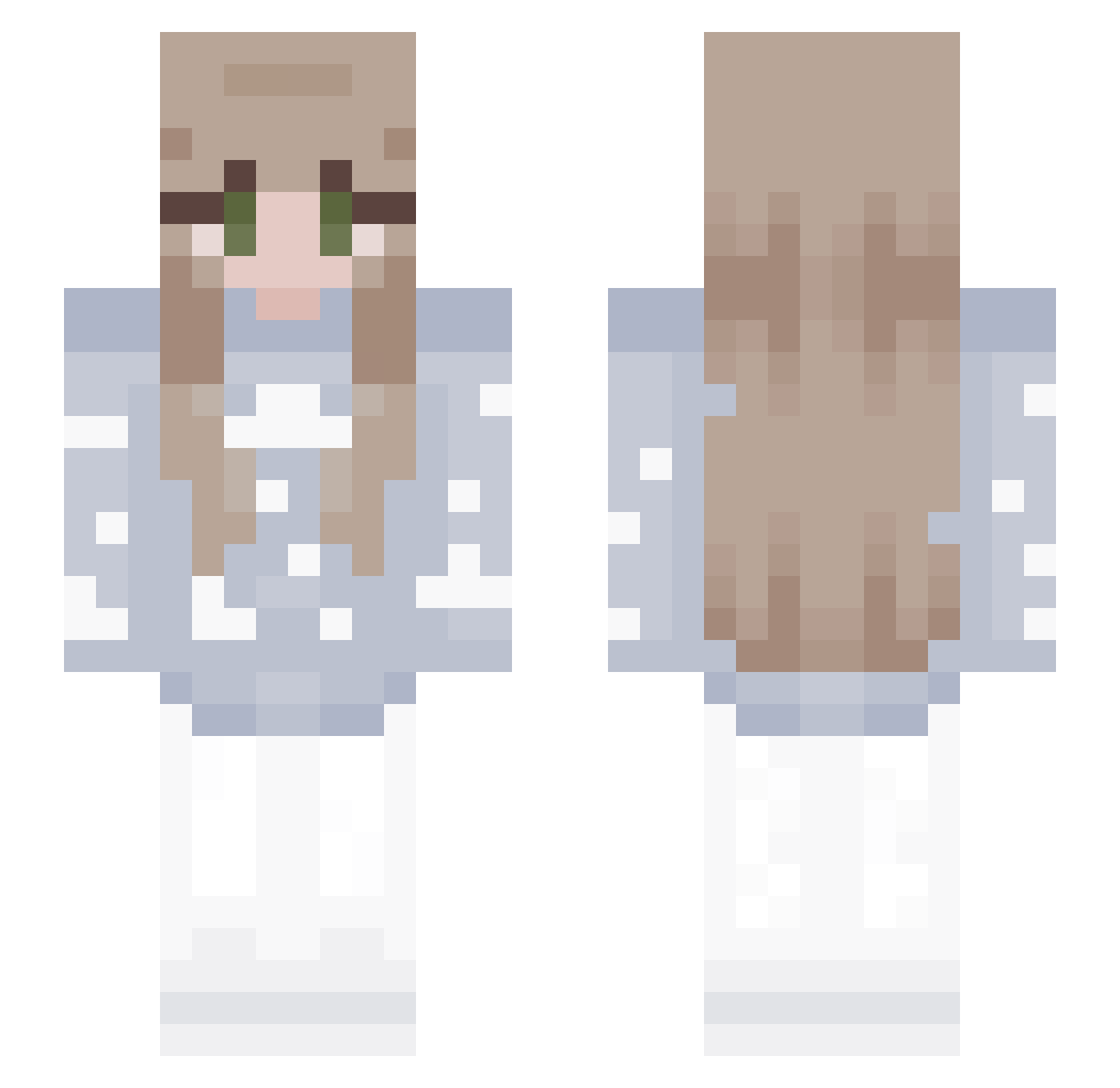 Qorets Minecraft skin, front and back view