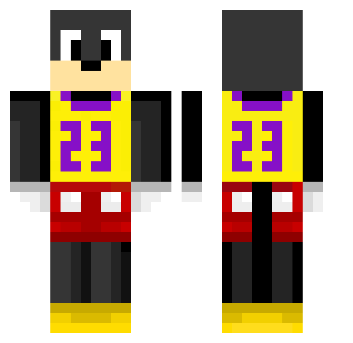 DrMerf Minecraft skin, front and back view