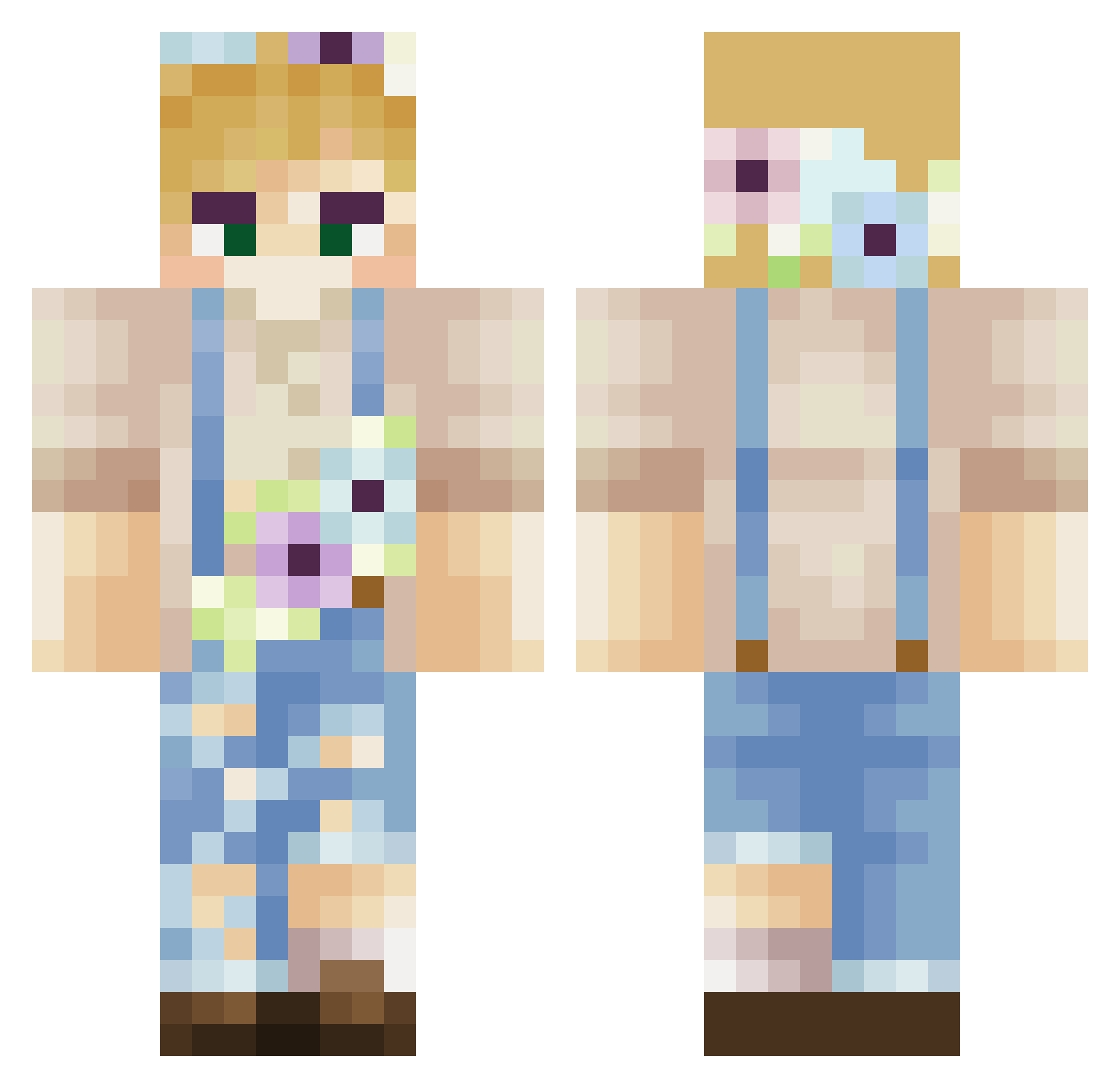 Thumbikin Minecraft skin, front and back view