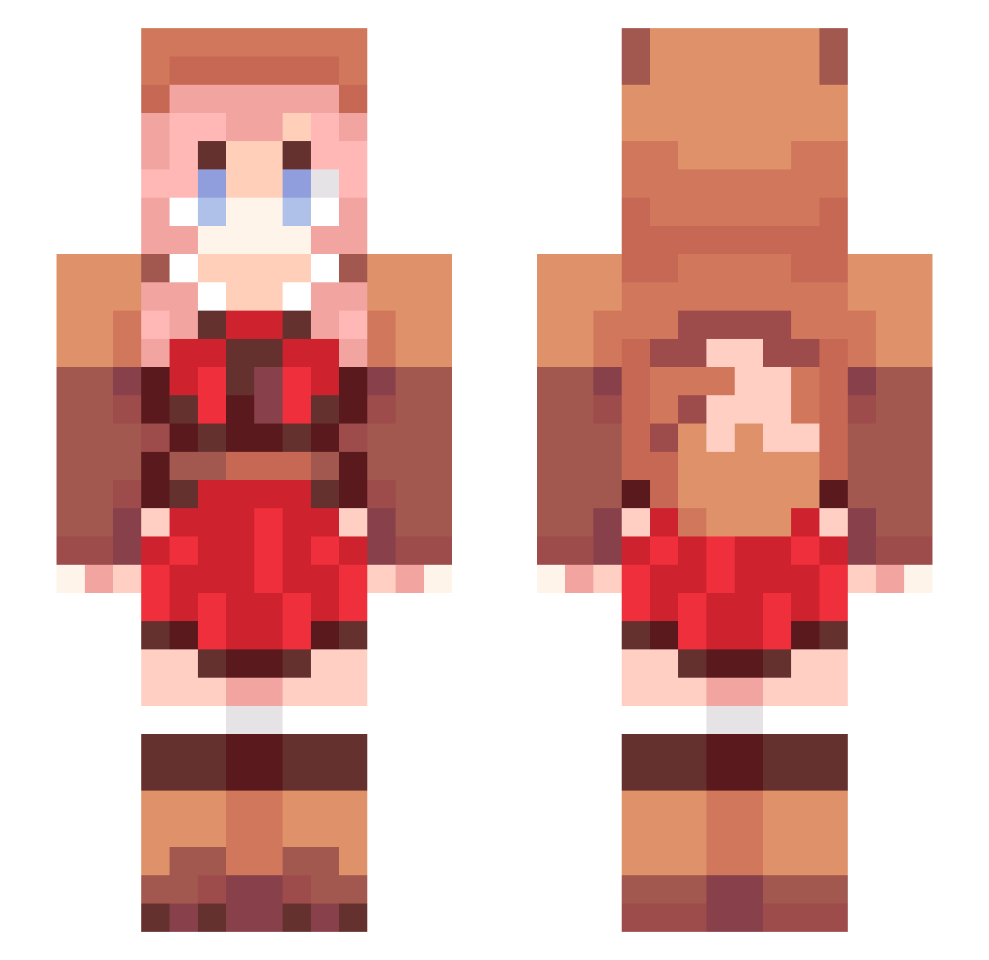 AmonWhiteFox Minecraft skin, front and back view