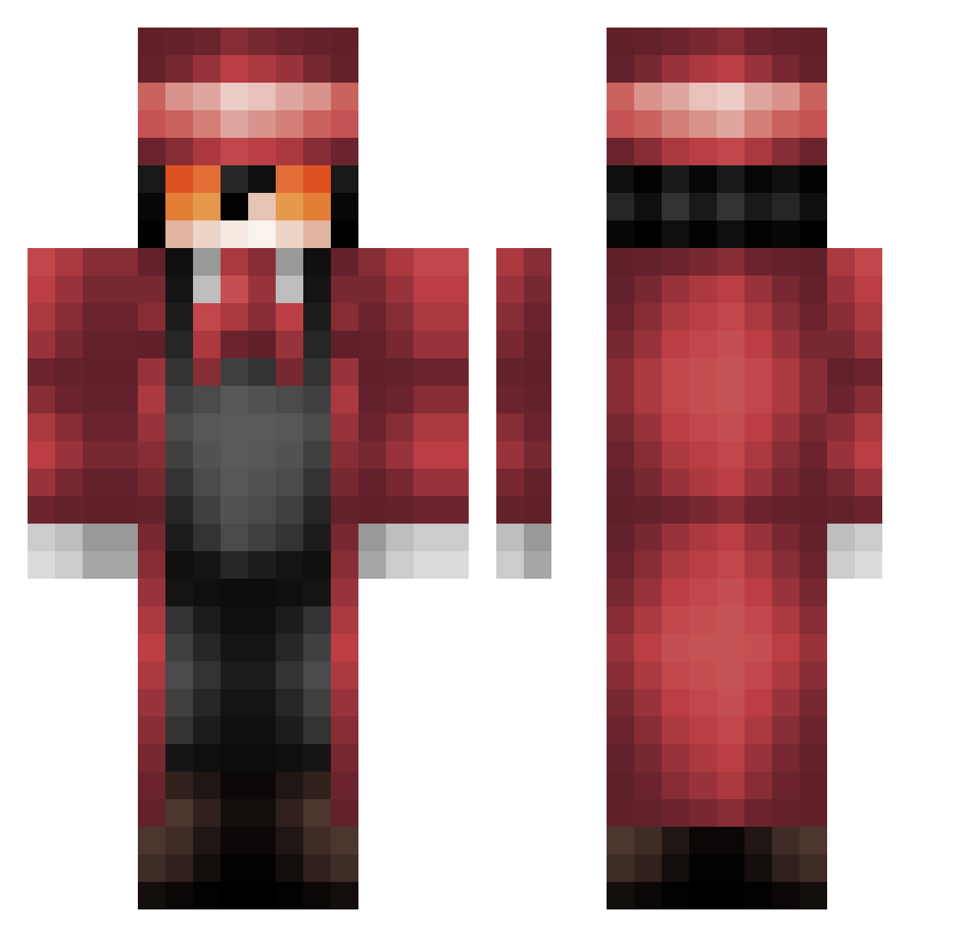 AliIchBinEs Minecraft skin, front and back view