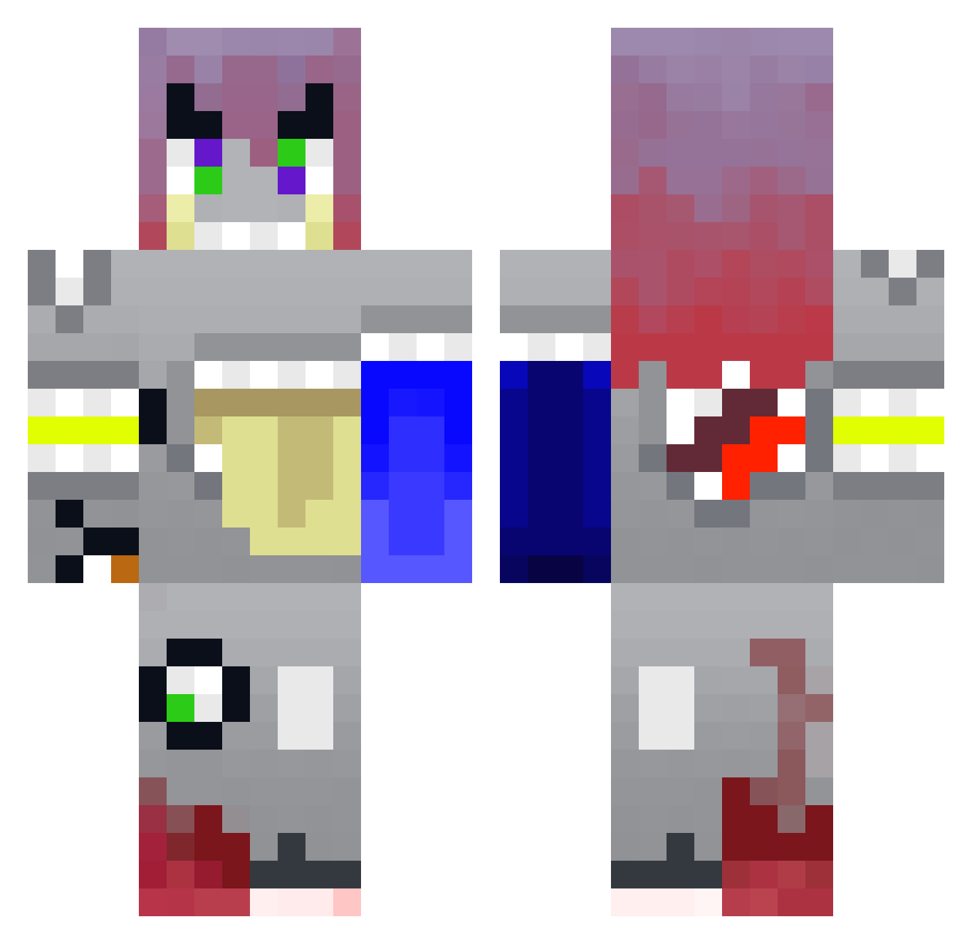 Silverplatin Minecraft skin, front and back view