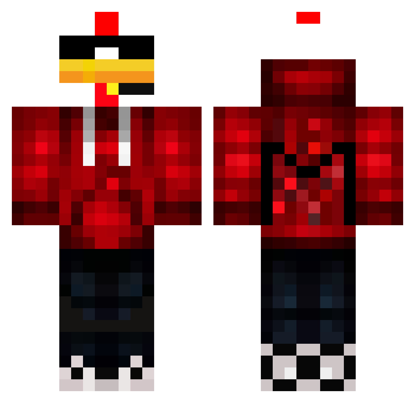 Mega Minecraft skin, front and back view
