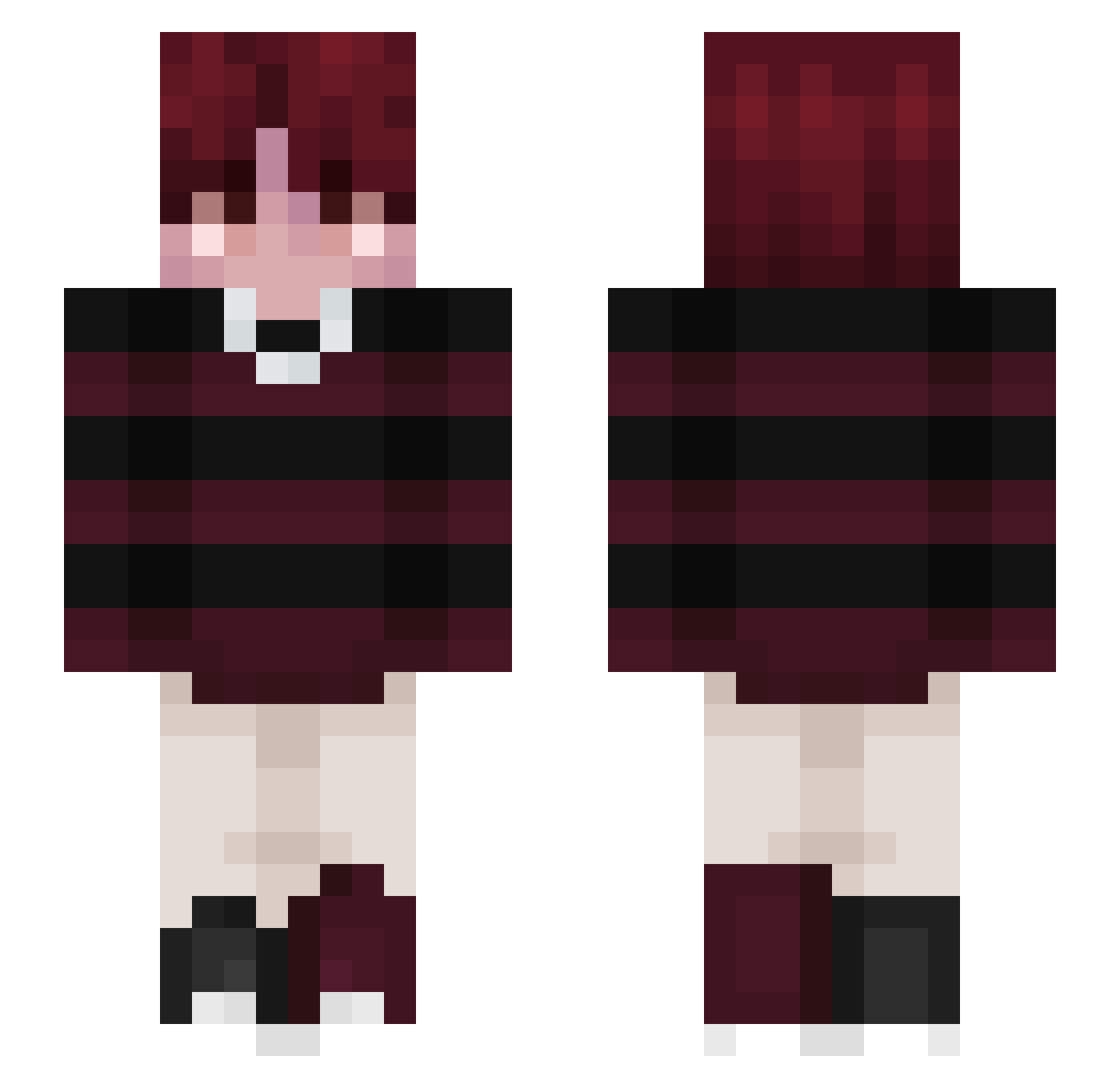 Rika0001 Minecraft skin, front and back view