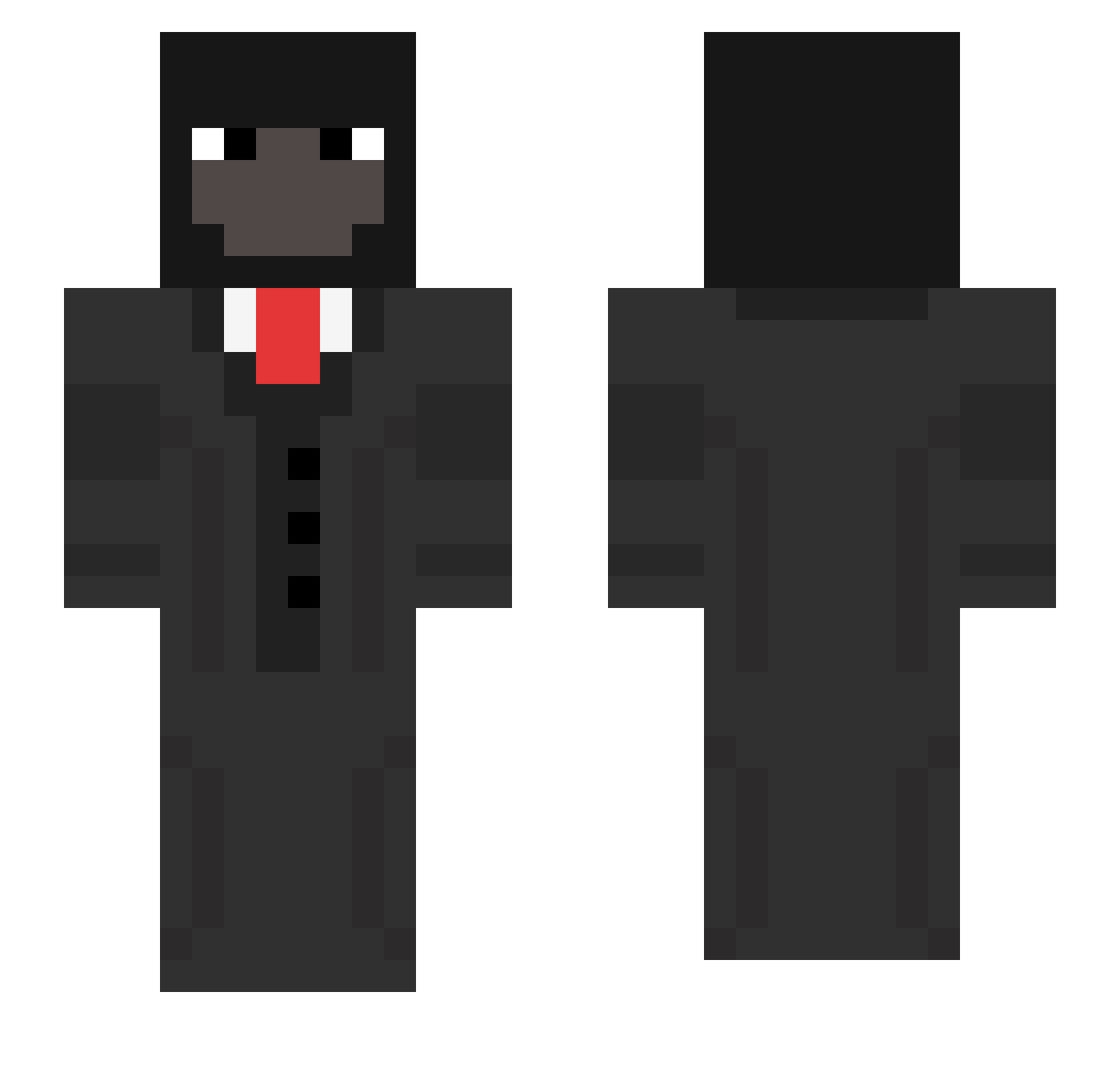 PWHuub Minecraft skin, front and back view