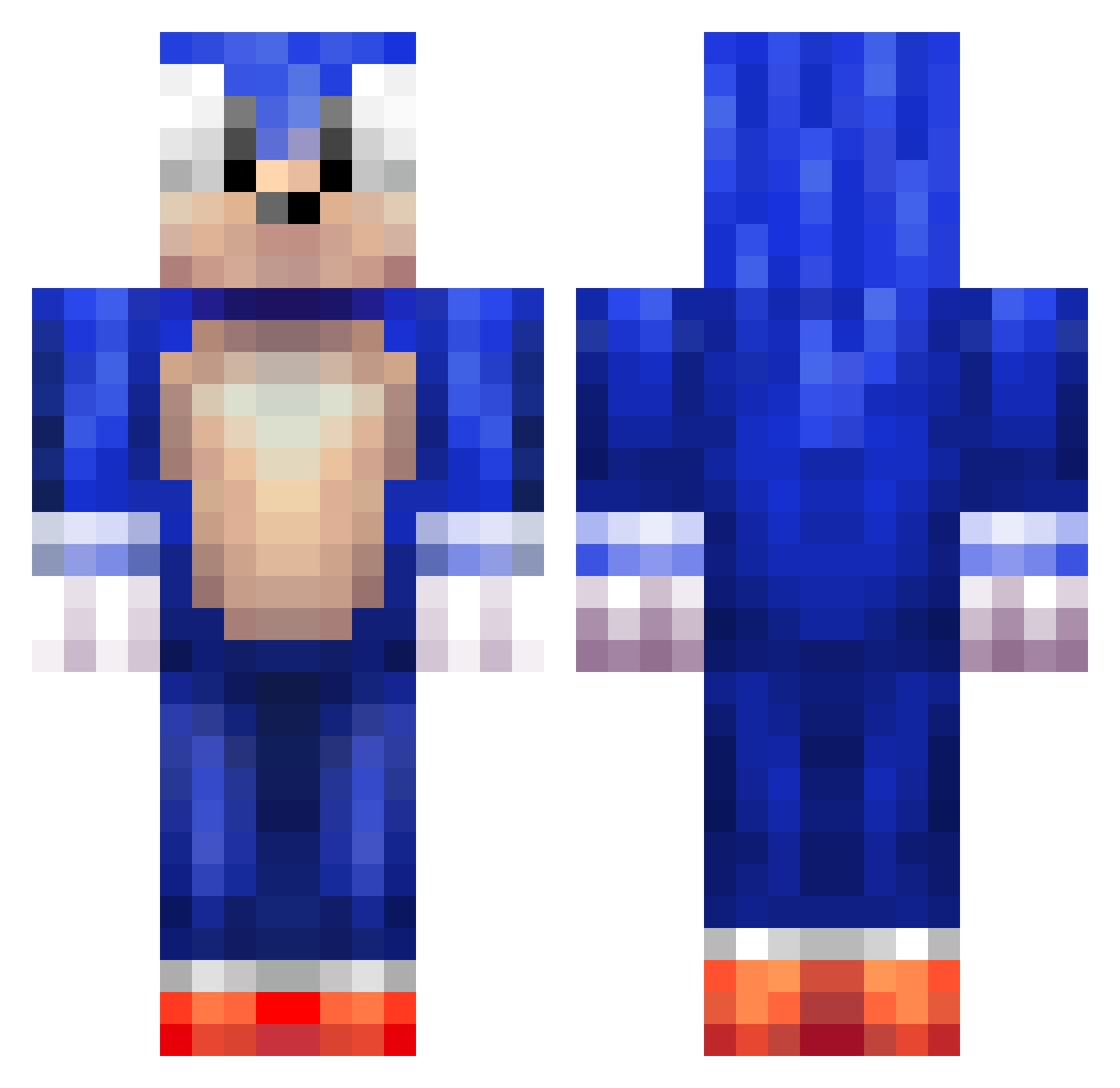 wehee Minecraft skin, front and back view