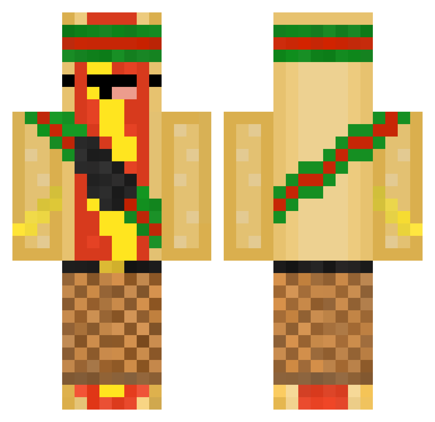 HotdogGooner Minecraft skin, front and back view